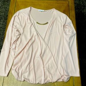 Calvin Klein Blush pink Faux Wrap Top with gold neckline detail